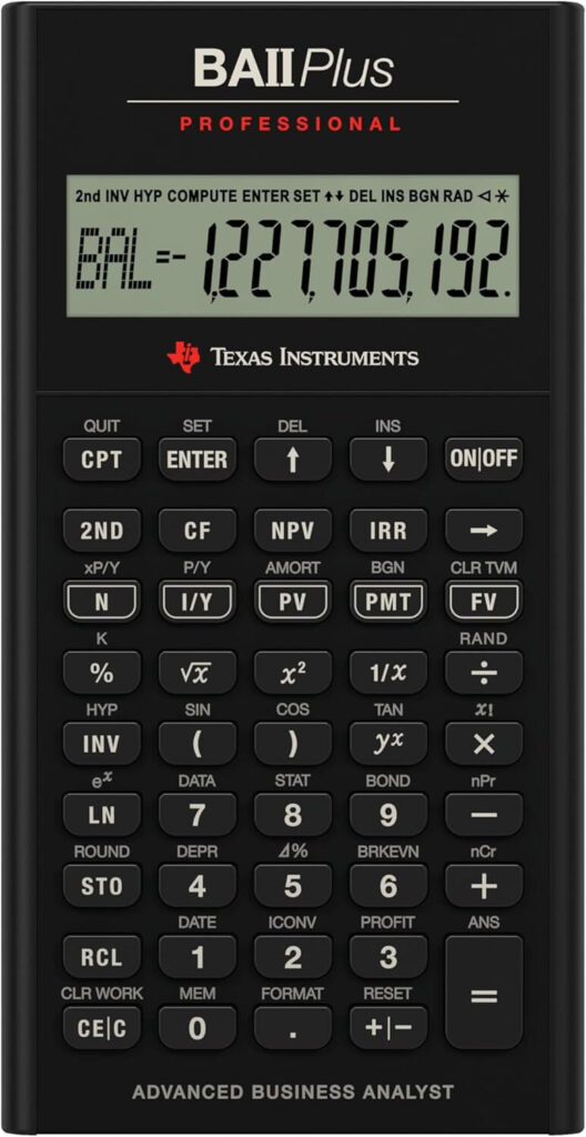 Texas Instruments BA II Plus Professional Financial Calculator Silver 9.8 Inch